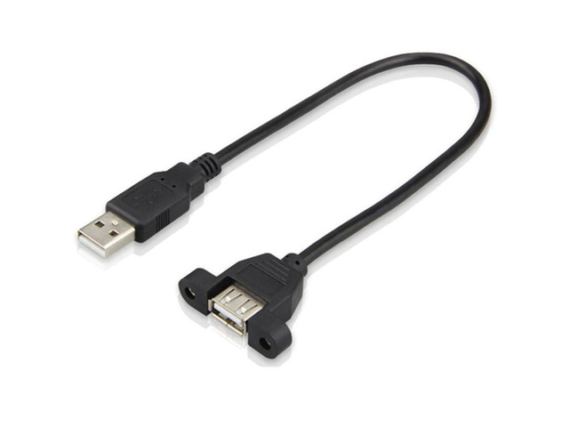 USB 2.0 Extension Cable Male to Female With Screw Panel Mount Foil+Braided Shielded Extension USB Cable Power Cord for PC Laptop 0.3m