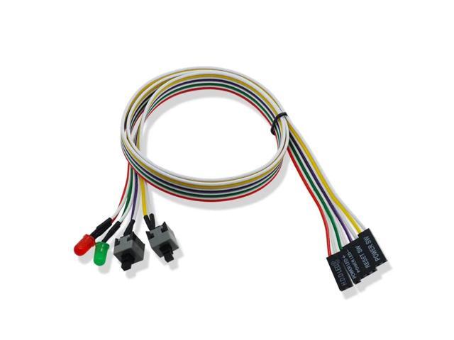 PC Power Switch Cable with LED Light Desktop Computer Case Re-starting Button Power Supply Reset HDD Switch Lead(Double Switch)