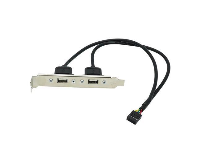 2 Port USB 2.0 Motherboard Rear Panel Expansion Bracket to IDC 9 Pin Motherboard USB Cable Host Adapter 2 ColorBlack