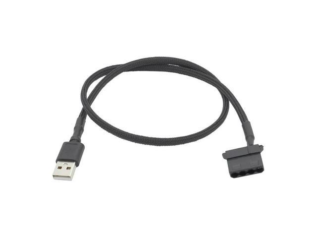 5v large 4Pin Fan To USB Adapter Cables 4Pin Computer PC Power Cable Connector PVC Connect Computer Components Nylon mesh(USB to 4pin 60cm)