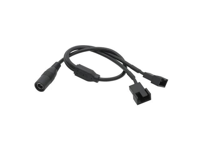 DC 5.5*2.1 mm Female 1 to 2 12V 4Pin PWM Fan Adapter Power Supply Connector Cable