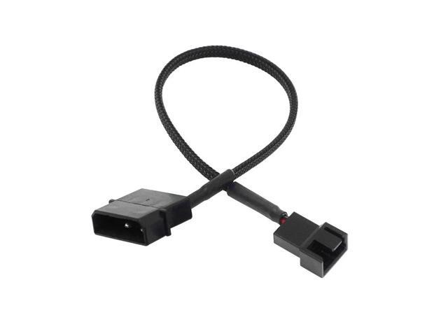 4pin IDE M-olex to 4-Port 3Pin/4Pin Power Supply Cable Black Sleeved Cooling Fan Splitter Power Cord Plug Cooler Wire for PC(Big 4PIN 1 TO 1)