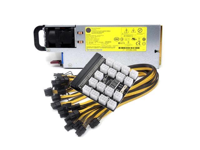 1500W Platinum PSU Mining Power Supply Kit, Breakout Board, 17pcs PCIe 6Pin to 6+2Pin Power Cable