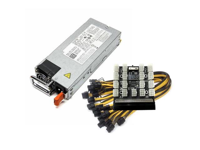 1400W GPU Mining Power Supply Kit, Breakout Board, 17pcs PCIe 6Pin to 6+2Pin Power Cable
