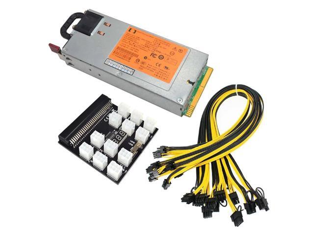 750W GPU Power Supply Server PSU Kit With Breakout Board And 12pcs PCIe 6Pin to 6+2Pin Power Cable DPS-750RB A