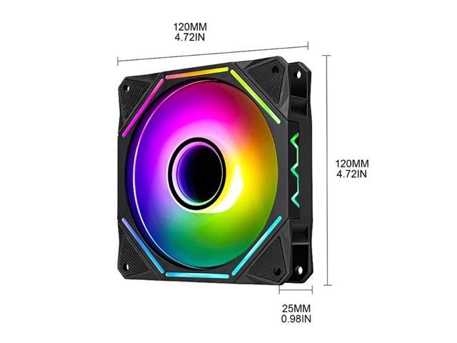 120mm Computer Fans for Desktops Adjustable ARGB Quiet CPU PC Cooling Fan(Reverse)