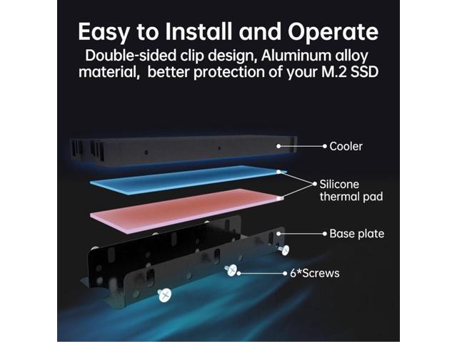 D7YC M.2 SSD Heatsink with 2 Layer Thermal Cooling Pads for M2 NVMe 2280 SSD Radiator CPU GPU PS5 Heat Sink Aluminum Cooler