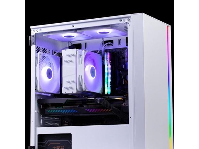 RS120 ARGB 120mm Cooling Fan 4Pin PWM Adjust Speed Fan Computer Case Fan 24.8-59.6CFM Strong Air Volume Computer Fans (White)
