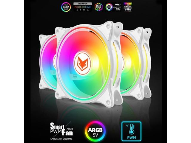 120mm ARGB Computer Case Fan 5V 3PIN PWM LED Cooling Fans Desktop PC Case Computer Chassis Heatsink Fan Accessories (White)