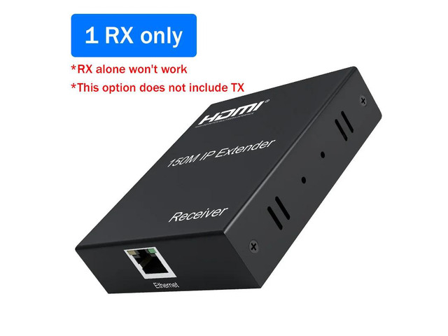 (with EU Plug)(1 RX only)150M HDMI Extender over IP /TCP Rj45 Cat5e/6 1080P HDMI Ethernet Video Extender Support one TX to Multiple RX by Ethernet...