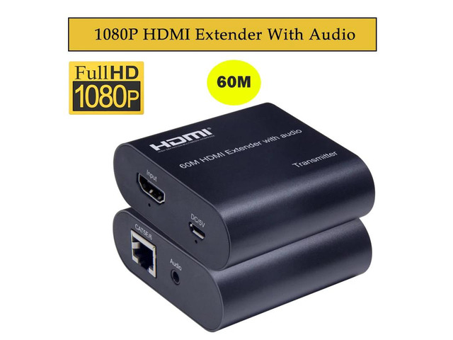 4K HDMI Extender 120M over CAT5e/6 RJ45 1080P 60M HDMI to Ethernet Rj45 Extender kit with Audio EDID for PS5 HDTV PC laptop TV(UK Plug) (1080P 60M...