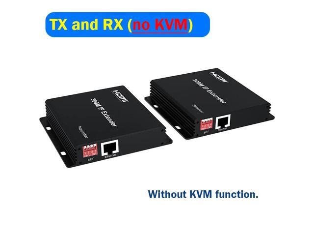(with US Plug)(TX and RX (no KVM))300M IP HDMI KVM Extender over Rj45 cat5e/6 HDMI Ethernet Video Extension Muitlpoint Cascade Extender support via...