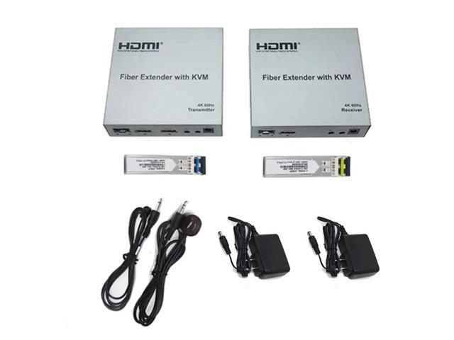 4K 60Hz 20Km HDMI KVM Fiber Extender by LC Fiber Cable HDMI Fiber Optical USB KVM Extender Video Audio Transmitter with Loop-out(AU Plug)