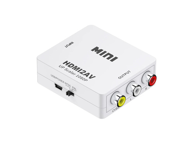 Mini HDMI to VGA Adapter VGA to HDMI 1080P AV to HDMI with Audio out Converter HDMI to AV AV/CVBS,VGA to AV,RVA to VGA Converter(HDMI to AV-White)