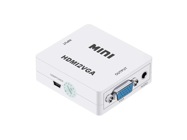 Mini HDMI to VGA Adapter VGA to HDMI 1080P AV to HDMI with Audio out Converter HDMI to AV AV/CVBS,VGA to AV,RVA to VGA Converter(HDMI to VGA-White)