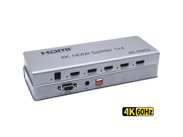 4K 60Hz 1x4 HDMI Splitter 1 in 4 out HDMI video distributor HDR HDCP2.2 Multi Screen Display for Camera PC TV Monitor Projector(US Plug) (HDMI 2.0...