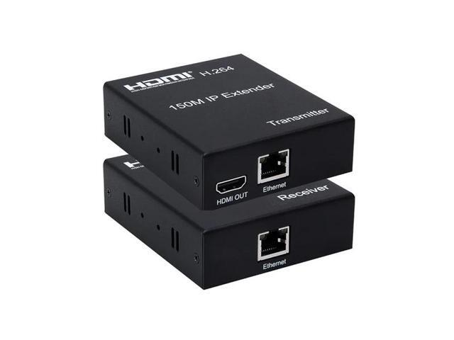 (With AU Plug)(1TX and 1RX)150M HDMI Extender over IP Rj45 Cat5e/6 1080P HDMI Ethernet Extender Support one TX to many RX with Loop-out for PC HDTV...