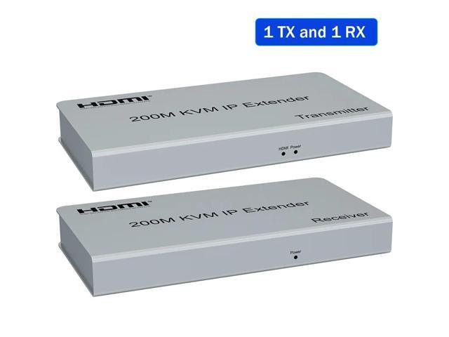 (with UK Plug)(1 TX and 1 RX)200M IP HDMI KVM Extender RJ45 Ethernet Lan Network Cable 1080P HDMI USB Extender Muitlpoint Cascade Support USB Mouse...