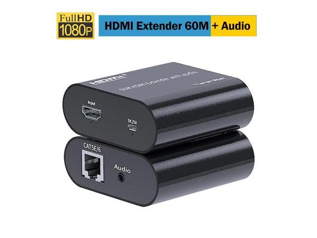 60M HDMI Extender over Ethernet Cat5e/6 Cable 1080P HDMI Rj45 Extender Video Audio Extender Transmitter EDID for PC PS4 DVR HDTV(USB Power Cable)...