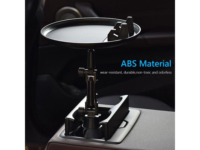 2 in 1 Universal Adjustable Cup Holder 360 Degree Rotatable Car Mount Bracket Stand Cradle for Mobile Phone Food Tray Storage(Long)