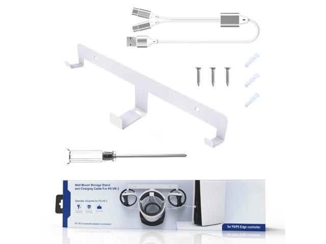 VR Wall Mount for PS VR2 Controller Hanger Space Saving Storage Rack Charge Cord Screw VR Headset Accessory