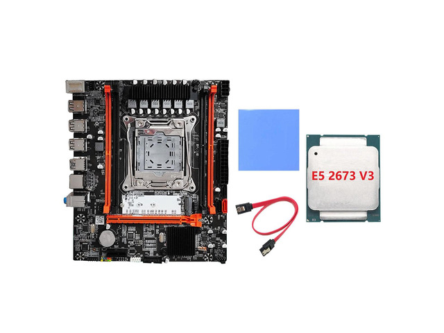 X99H Motherboard Kit+E5 2673 V3 CPU+Thermal Pad+SATA Cable LGA2011-V3 DDR3X4 ECC RAM Slot M.2 NVME PCI-E 3.0 X16 SATA3.0