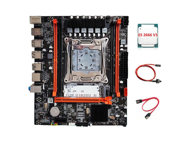 X99H Motherboard+E5 2666 V3 CPU+Switch Cable+SATA Cable Kit LGA2011-V3 DDR3X4 RAM Slot M.2 NVME PCI-E 3.0 X16 SATA3.0