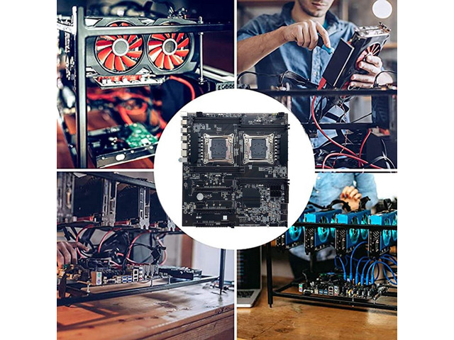 X99 Dual CPU ALEO Mining Motherboard+2XSATA Cable LGA2011 V3/V4 8XDDR4 RAM Slot PCIE 16X 8XSATA3.0 Supports 5 GPU Miner