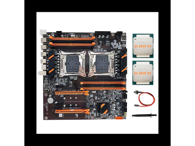 X99 Dual CPU Motherboard LGA2011 Support DDR4 ECC Memory Motherboard+2XE5 2650 V3 CPU+Switch Cable+Thermal Grease