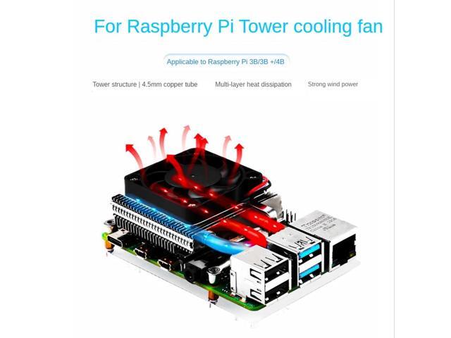 PWM Tower Cooling Fan for R-aspberry Pi 3B/3B+/4B PWM Speed Regulating Cooling Thermal Cooling Device with Thermal Pad