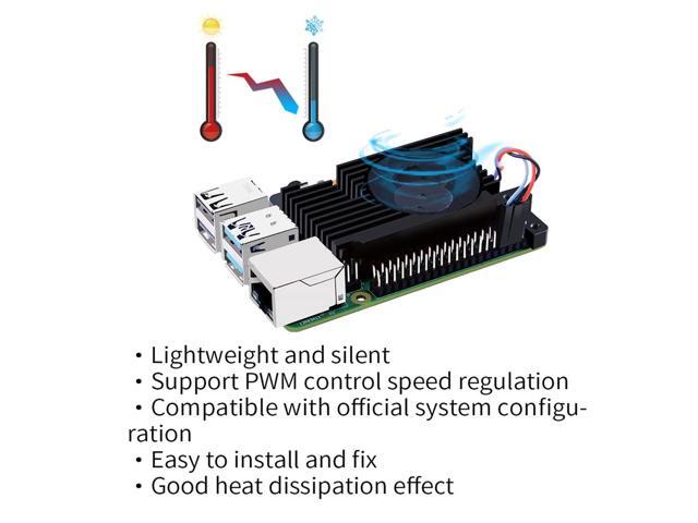 For R-aspberry Pi 4B Development Board Radiator Equipped with 3510 Ultra Silent PWM Speed Regulating Cooling Fan Module