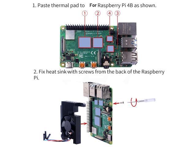 For R-aspberry Pi 4B Development Board Radiator Equipped with 3510 Ultra Silent PWM Speed Regulating Cooling Fan Module