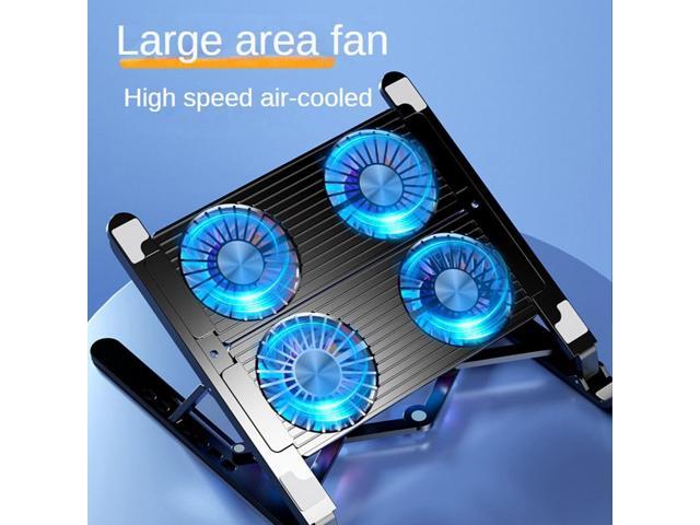 Laptop Cooler Notebook Fan Computer Cooling Portable Cooling Fan Cooling Pad Flat Hand Drawn Book Support, 4 Fans Black