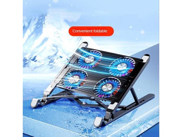 Laptop Cooler Notebook Fan Computer Cooling Portable Cooling Fan Cooling Pad Flat Hand Drawn Book Support, 4 Fans Black