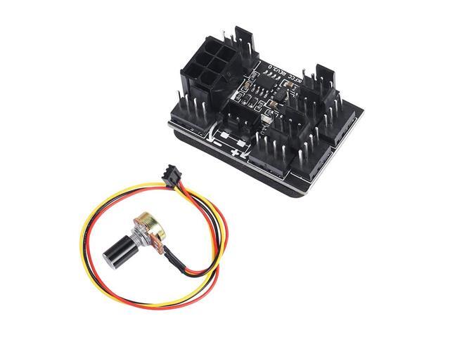 3 Pin 4 Pin Fan Adapter PWM PC Chassis Cooling Fan Hub Governor 8 Way Splitter 12V Speed Controller with 6Pin Power Port