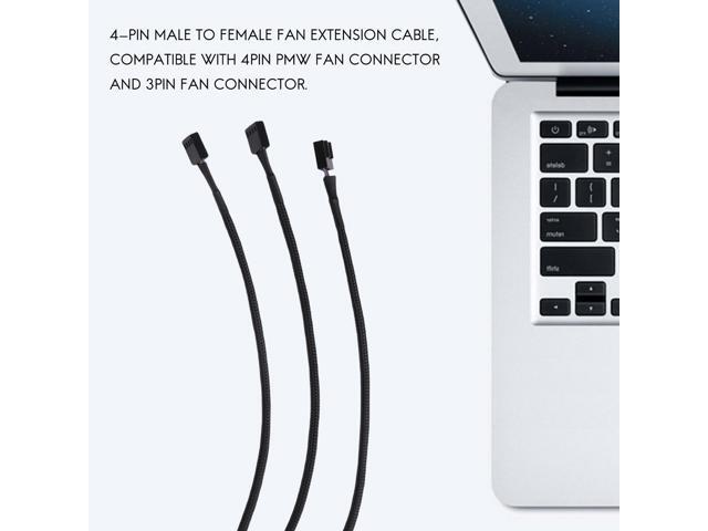 10PCS 4 Pin PWM Fan Extension Power Cable Connector Case Male to Female Extending Cables Compatible with 4 Pin/3 Pin Fan