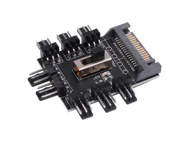 Multi Way Splitter Cooler Cooling Fan Hub PC Computer SATA 1 to 8 3pin 12V Power Socket PCB Adapter XXM8