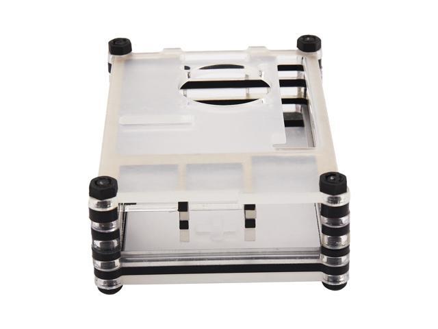 Acrylic Transparent / Clear & Black Case Cover for Raspberry-Pi 4 Model B, with Cooling Fan for Raspberry-Pi 4B