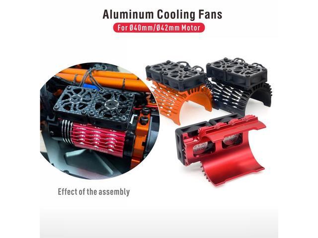 RC Fan RC Heatsink with Dual Cooling Fan RC Car Accessories for Hobbywing Leopard 4268 4274 4092 1/8 1/10 RC Car(Red)