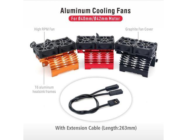 RC Fan RC Heatsink with Dual Cooling Fan RC Car Accessories for Hobbywing Leopard 4268 4274 4092 1/8 1/10 RC Car(Red)