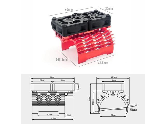 RC Fan RC Heatsink with Dual Cooling Fan RC Car Accessories for Hobbywing Leopard 4268 4274 4092 1/8 1/10 RC Car(Black)