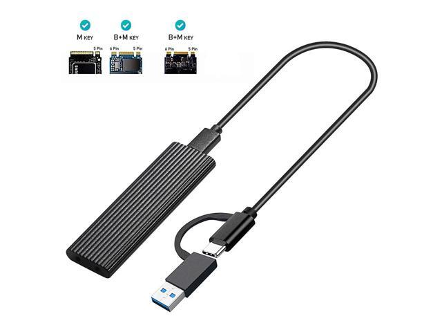 M.2 SSD to USB 3.1 Enclosure M.2 NVME PCIE/NGFF SATA NVME Case Kit with OTG Adapter 10Gbps Dual Protocol Type-C Box(Black)