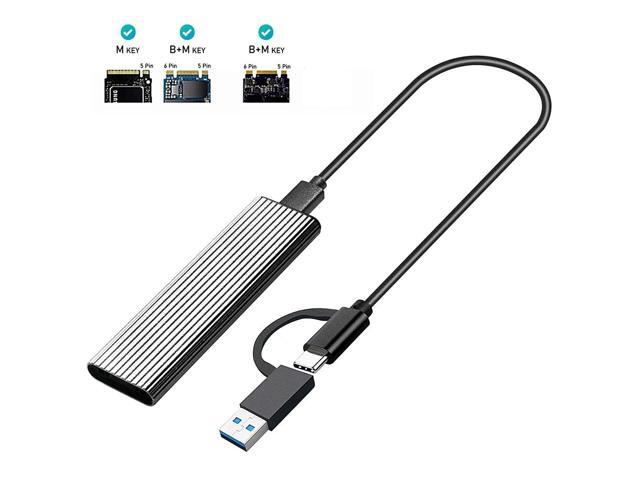 M.2 SSD to USB 3.1 Enclosure M.2 NVME PCIE/NGFF SATA NVME Case Kit with OTG Adapter 10Gbps Dual Protocol Type-C Box(Silver)
