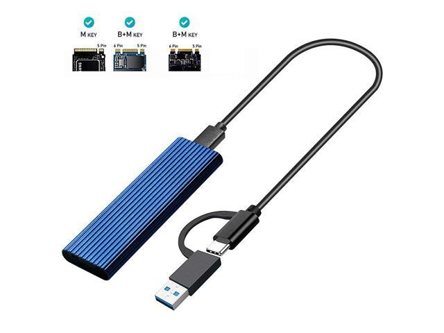 M.2 SSD to USB 3.1 Enclosure M.2 NVME PCIE/NGFF SATA NVME Case Kit with OTG Adapter 10Gbps Dual Protocol Type-C Box(Blue)