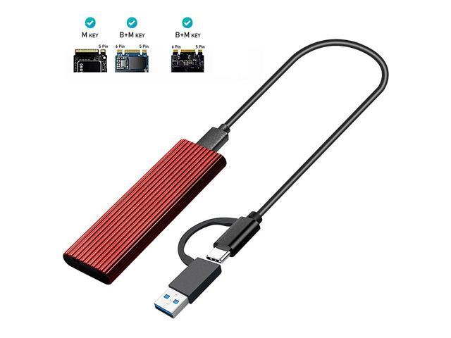 M.2 SSD to USB 3.1 Enclosure M.2 NVME PCIE/NGFF SATA NVME Case Kit with OTG Adapter 10Gbps Dual Protocol Type-C Box(Red)