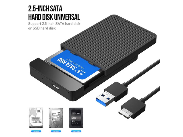 6GB/s 2.5 SATA to Micro-USB3.0/Type C 3.0 Adapter Hard Drive Enclosure for SSD D