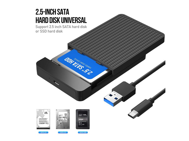 6GB/s 2.5 SATA to Micro-USB3.0/Type C 3.0 Adapter Hard Drive Enclosure for SSD Disk HDD Box Case HD External HDD Enclosure(USB3.0 to Type C)