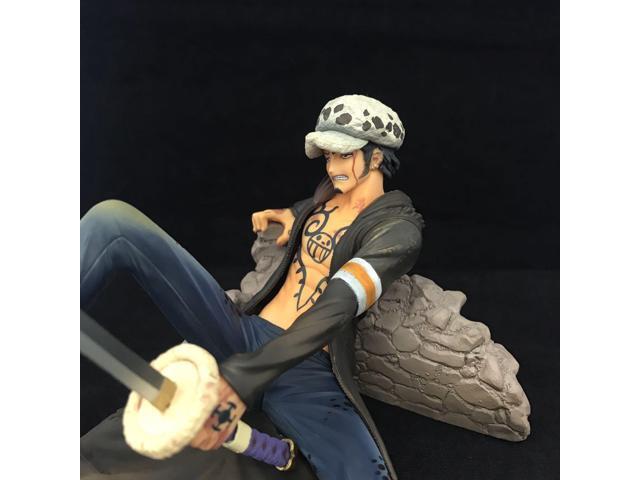 Anime One Piece Trafalgar Law Battle Damage Sitting Position PVC Action Figure Collectible Model Doll Toy 18cm