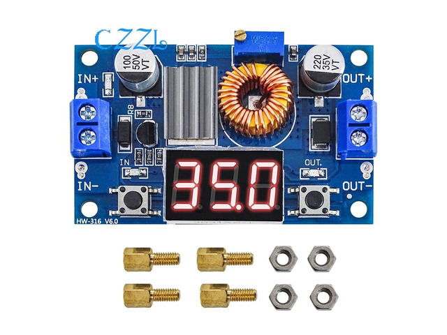 1pcs XL4015 5A High power 75W DC-DC adjustable step-down module+LED Voltmeter Po