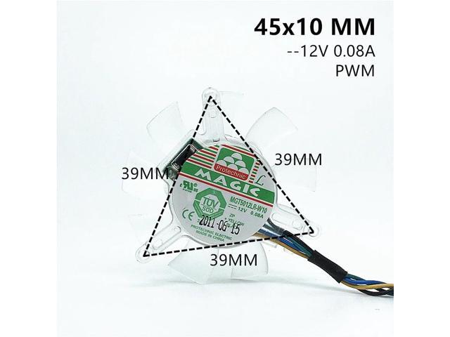 45MM VGA Cooling Fan Hole Pitch 39mm MGT5012LR-W10 12V 0.08A High Quality Quiet 50mm Graphics Card Fan Fan Blade 4pin PWM